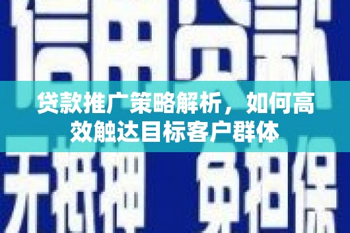 通川贷款推广策略解析，如何高效触达目标客户群体