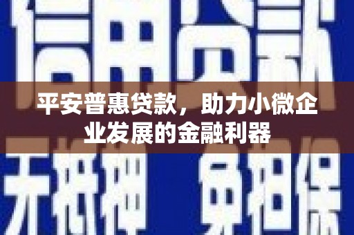 通川平安普惠贷款，助力小微企业发展的金融利器