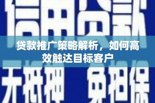 通川贷款推广策略解析，如何高效触达目标客户