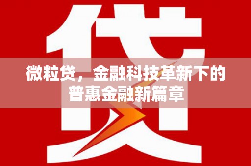 通川微粒贷，金融科技革新下的普惠金融新篇章
