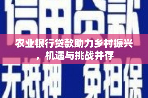 通川农业银行贷款助力乡村振兴，机遇与挑战并存