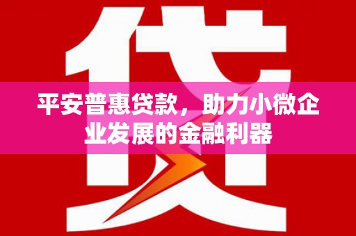 通川平安普惠贷款，助力小微企业发展的金融利器